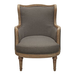 Beaumont Charcoal Gray Linen and Wood Upholstered Chair