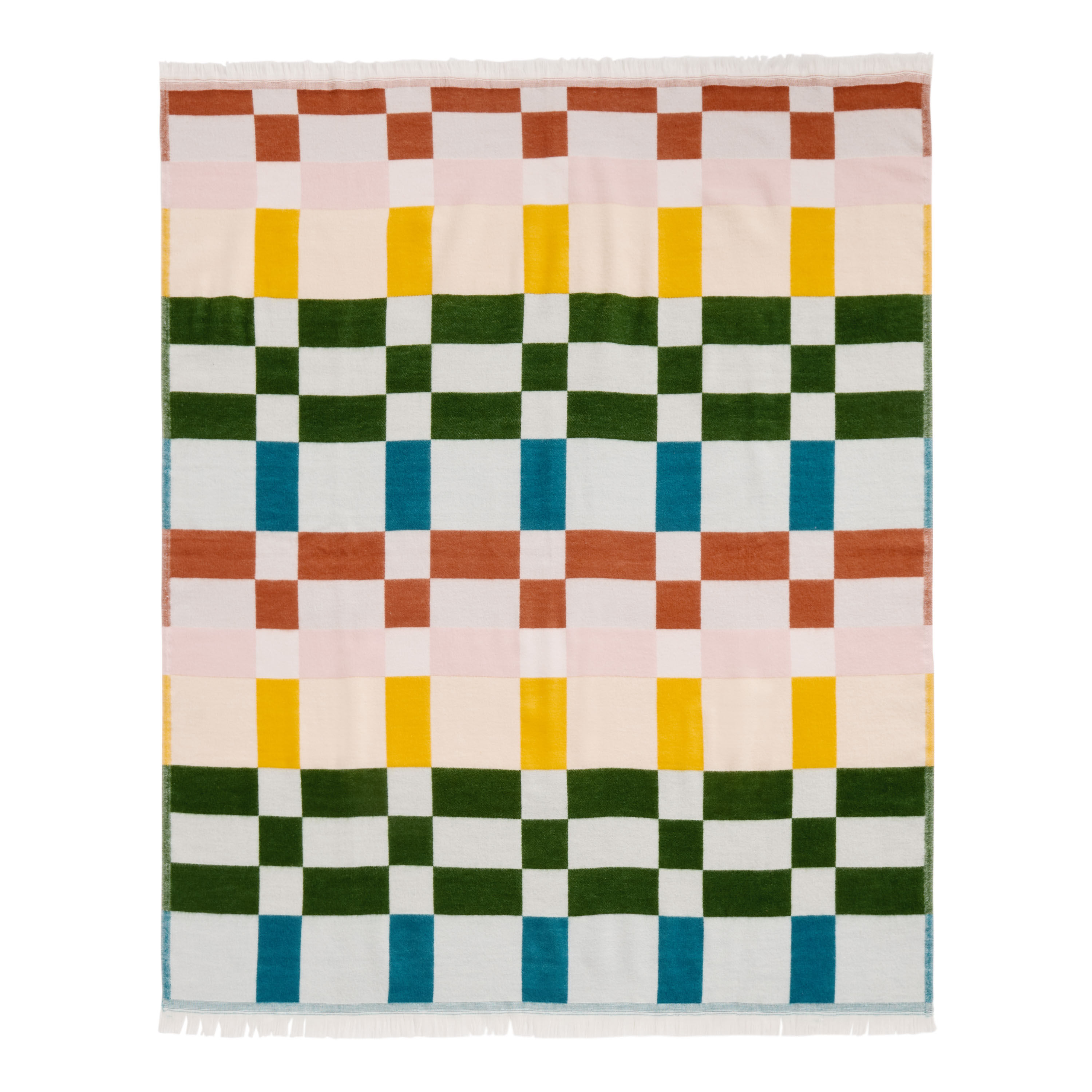 Multicolor Retro Print Jacquard Throw Blanket image number 1