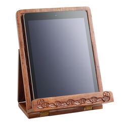 Hand-Carved Wood Tablet Stand