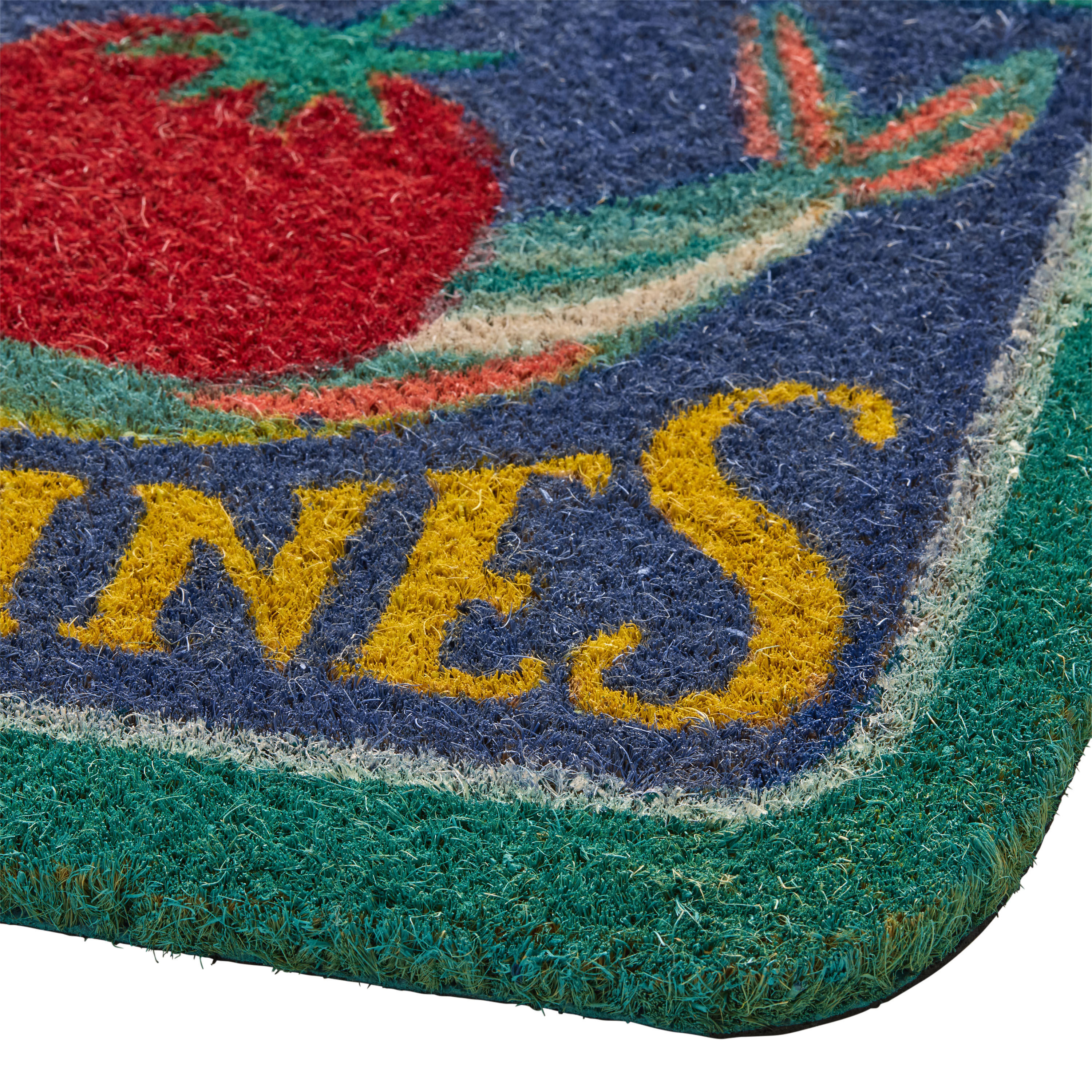 Blue and Aqua Tinned Sardines Hand Tufted Coir Doormat