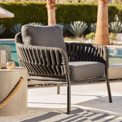 Melo Charcoal Gray Nautical Rope Curved Arm Outdoor Chair