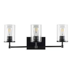 Ronsa Black And Clear Glass 3 Light Wall Sconce