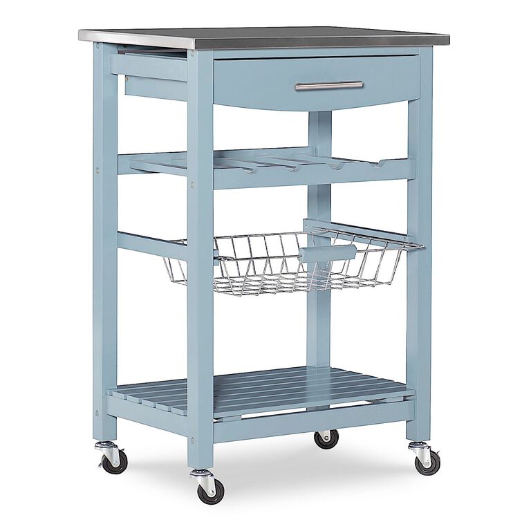 Grover Wood And Stainless Steel Kitchen Cart image number 1