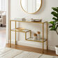 Ezra Metal and Glass Console Table with Shelves image number 1