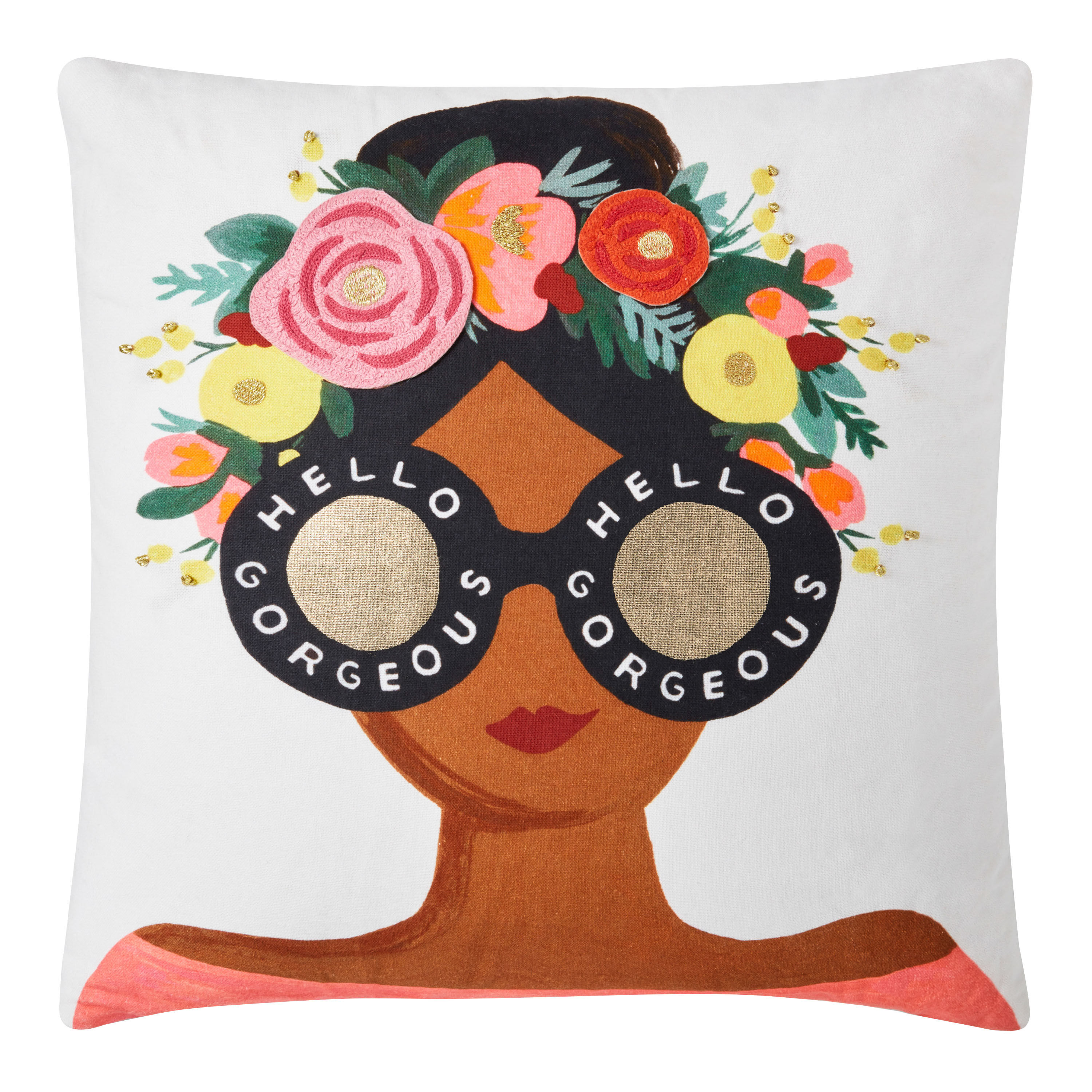 Hello gorgeous throw pillow top