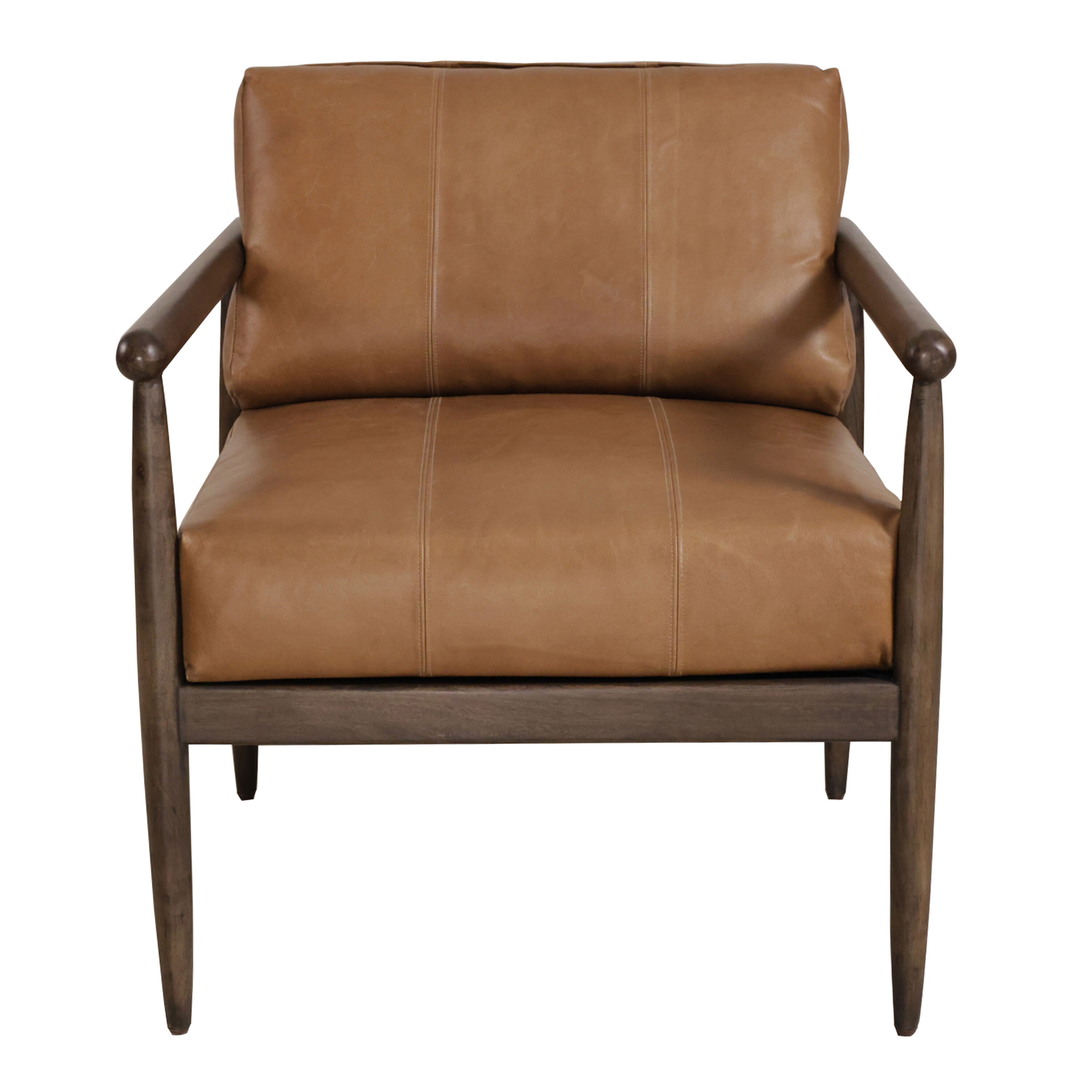 Rihana Brown Leather and Mango Wood Upholstered Chair image number 2