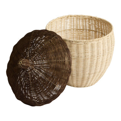 Natural Rattan Two Tone Acorn Shaped Basket with Lid Natural Rattan Two Tone Acorn Shaped Basket with Lid