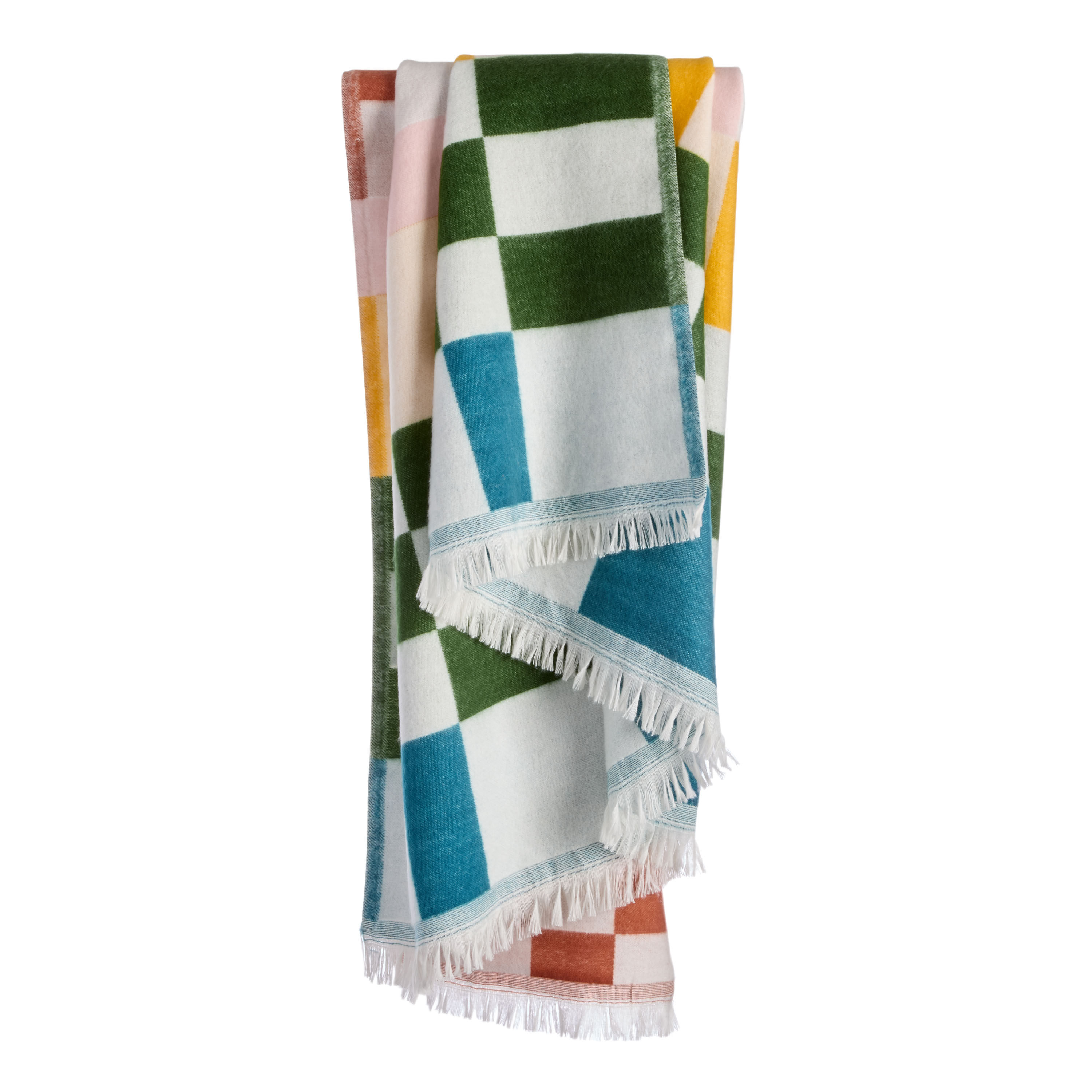 Multicolor Retro Print Jacquard Throw Blanket image number 0