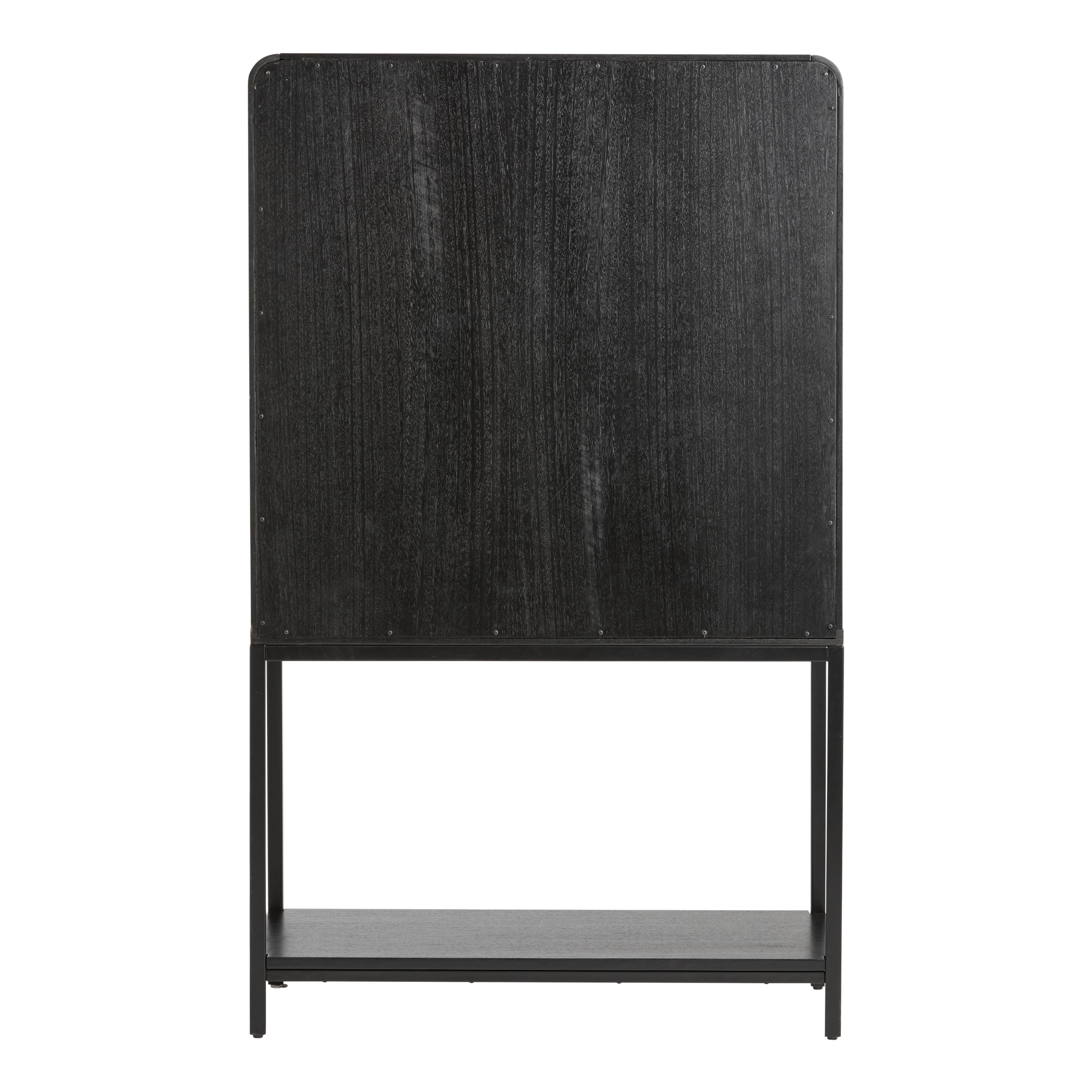 Sommerville Charcoal Black Wood and Rattan Bar Cabinet World Market