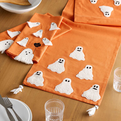Orange and White Embroidered Ghost Kitchen Towel Orange and White Embroidered Ghost Kitchen Towel