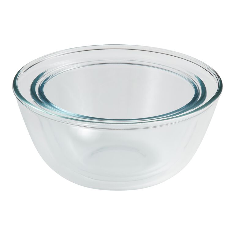 Glass Mixing Bowls with Lids Set of 3 - Large Kitchen Salad Space