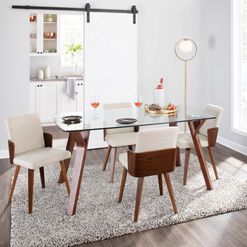 Joel Rectangular Glass and Wood Dining Table
