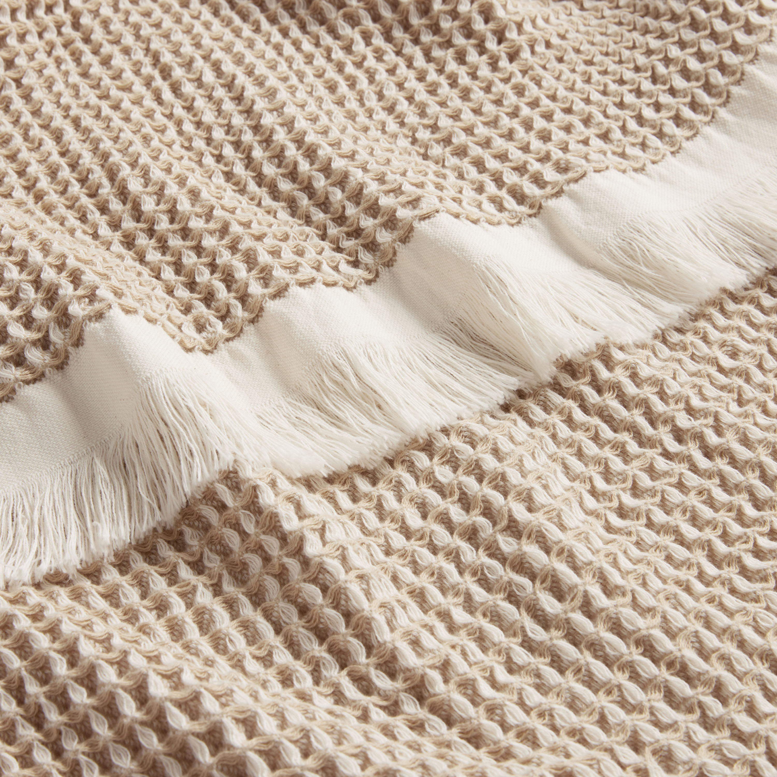 Sand and Ivory Waffle Weave Cotton Hand Towel World Market