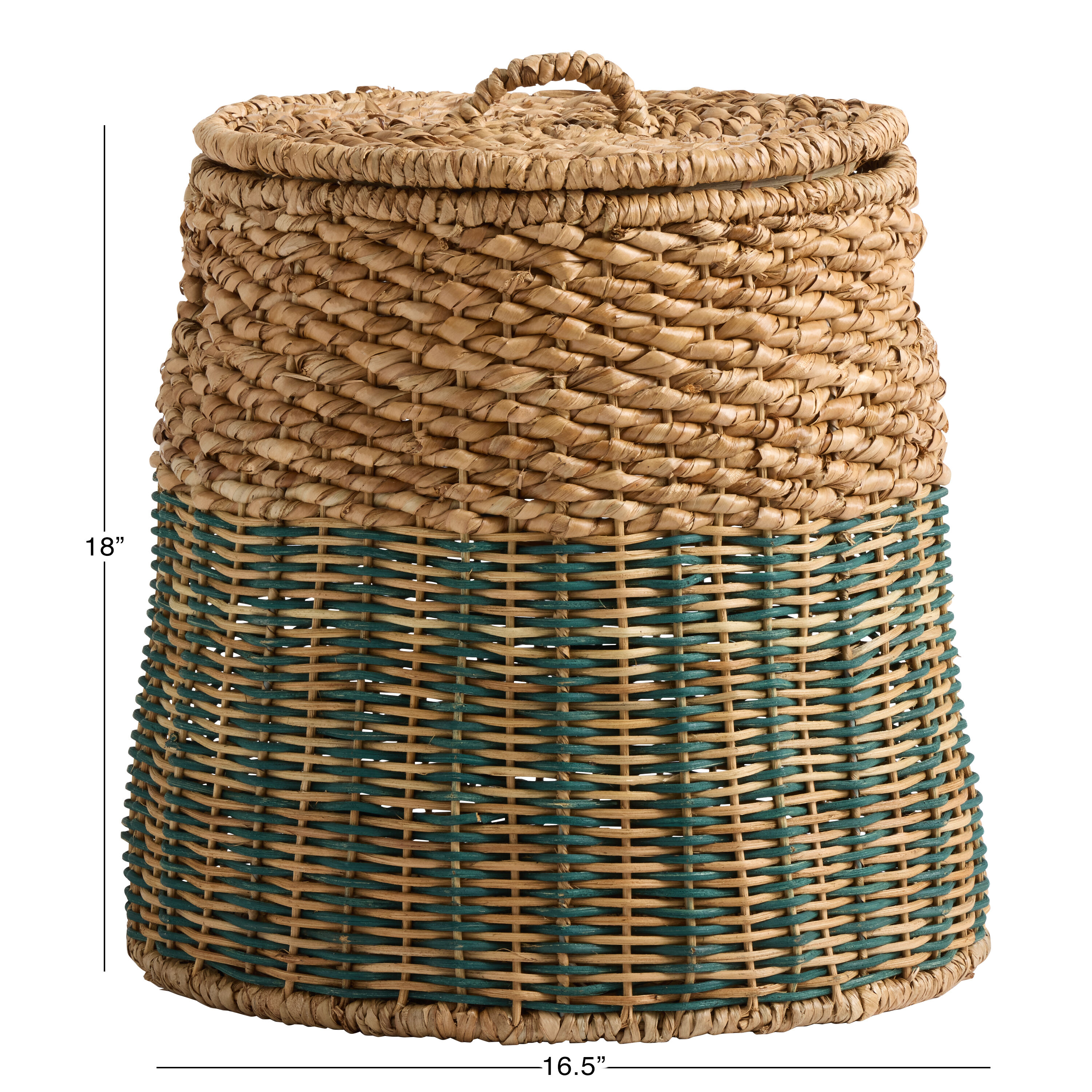 Esme Small Natural and Teal Wicker Striped Basket with Lid image number 4