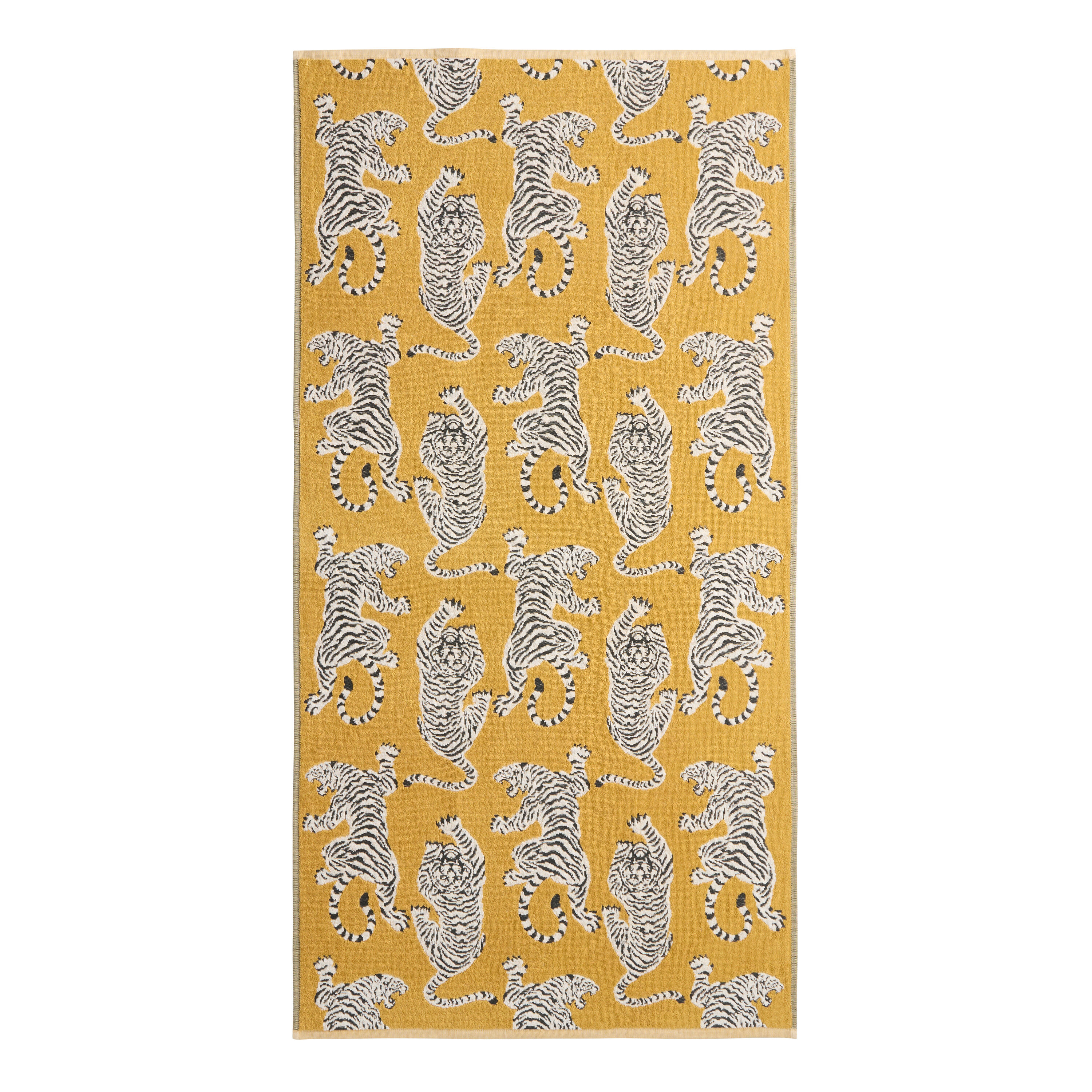 Mustard Sculpted Tigers Terry Cloth Bath Towel image number 2