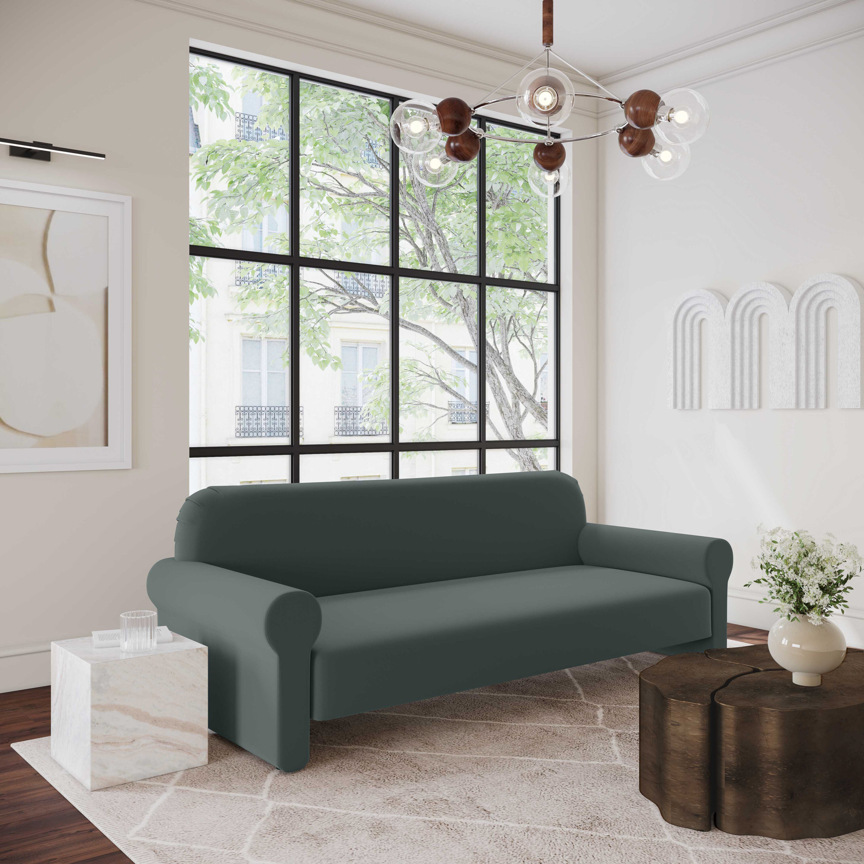 Adelaide Velvet Roll Arm Sofa