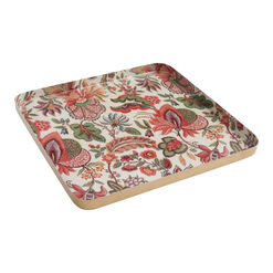 Square Large Metal Floral Hand Painted Serving Tray