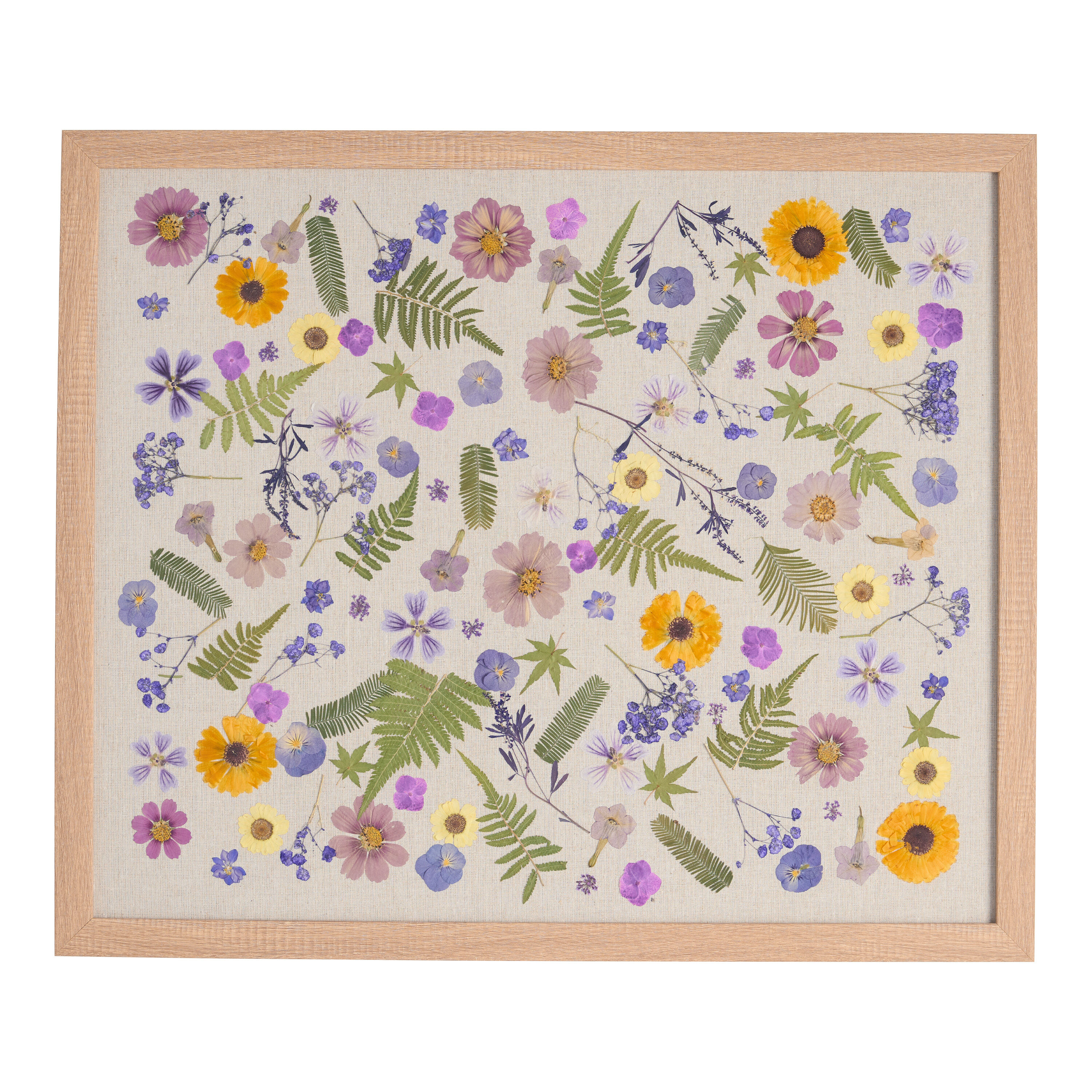Purple and Gold Pressed Flower Linen Framed Wall Art image number 0