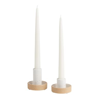 Jolie White Speckled Ceramic Taper Candle Holder Set Of 2 Jolie White Speckled Ceramic Taper Candle Holder Set Of 2