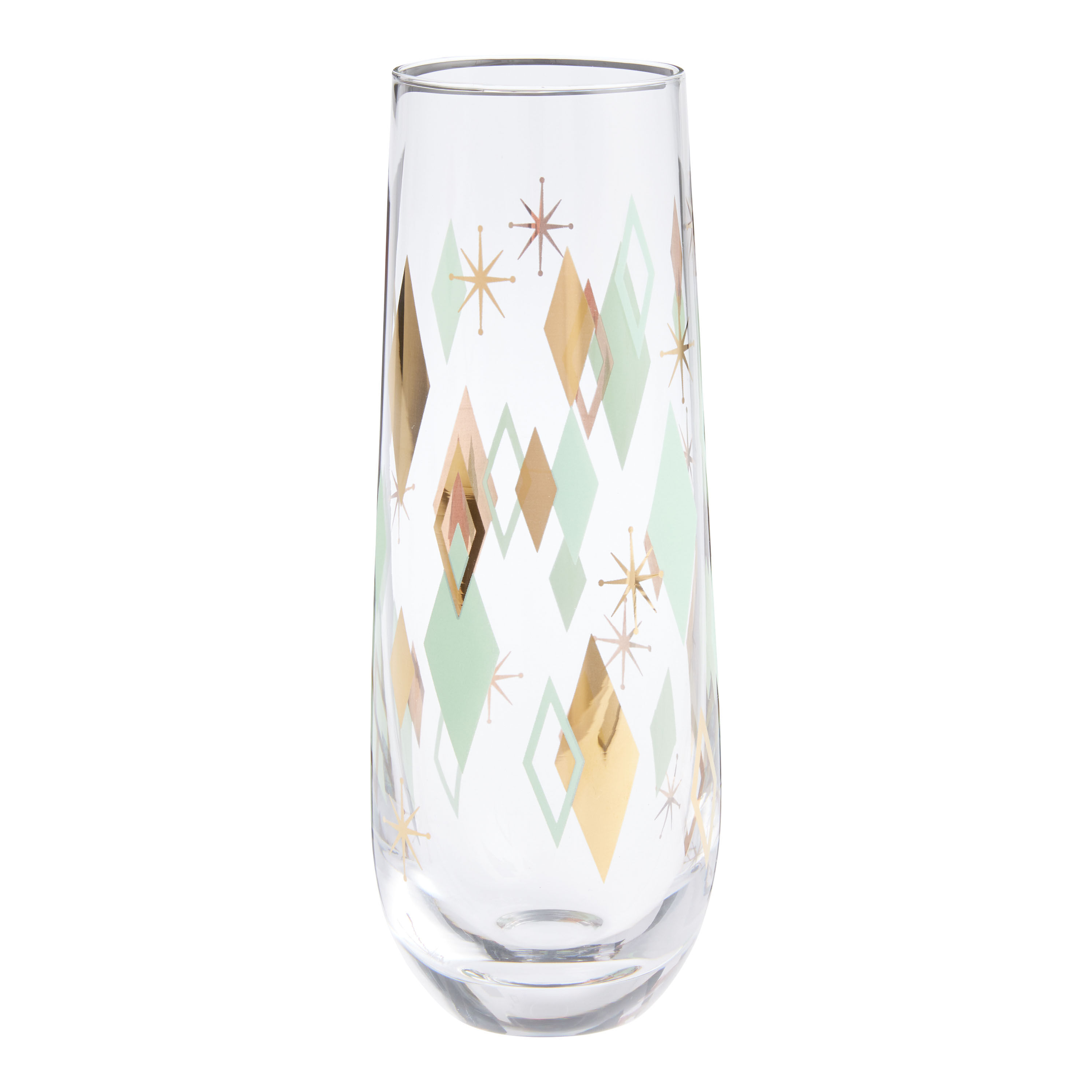Pop Party Aqua and Gold Holiday Stemless Champagne Flute