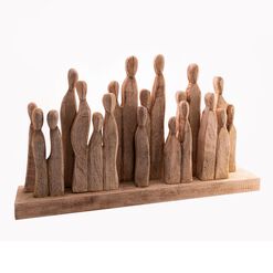 Carved Mango Wood Group of Figures Decor