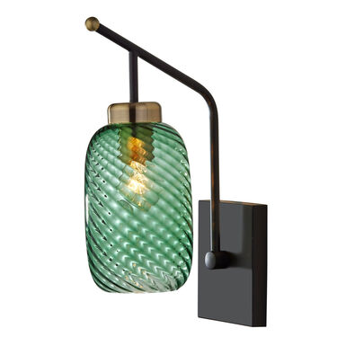 Darcie Emerald Green Glass Cylinder and Brass Wall Sconce Darcie Emerald Green Glass Cylinder and Brass Wall Sconce