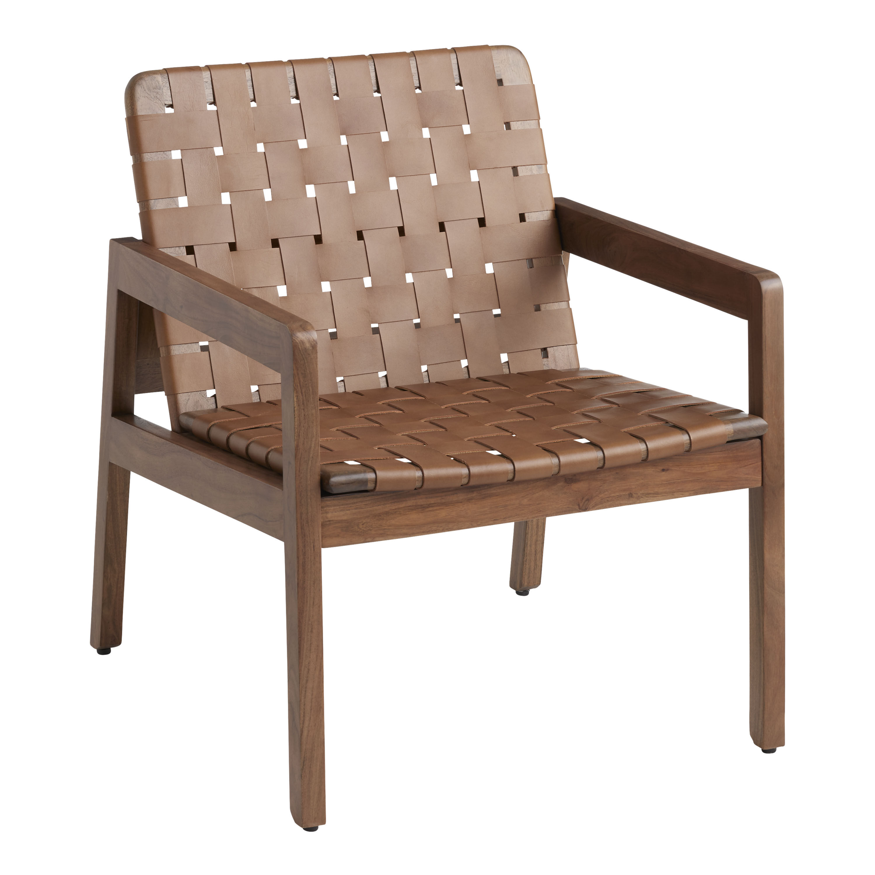 Leather strap chair with arms store