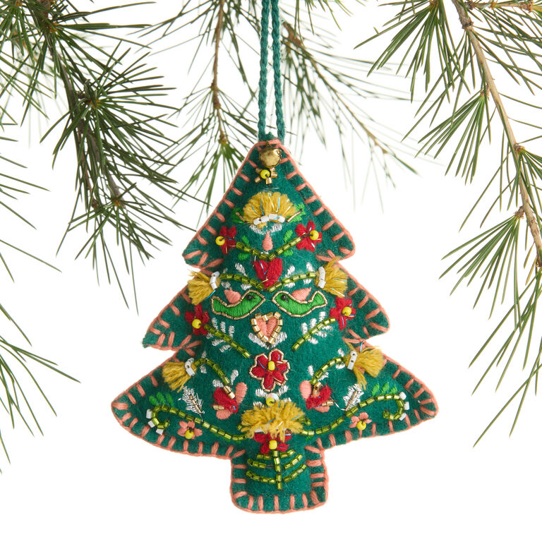 Beaded Wool Folkloric Tree Ornament image number 1