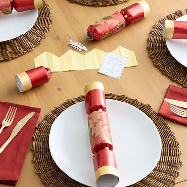 Large Red Gold Poinsettia Crackers Count Large Red Gold Poinsettia Crackers Count