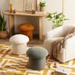 Round Faux Sherpa Mushroom Upholstered Storage Ottoman image number 1