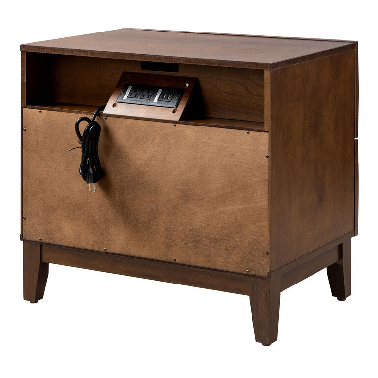 Cadenza Walnut Nightstand with Drawers and Charging Port image number 5