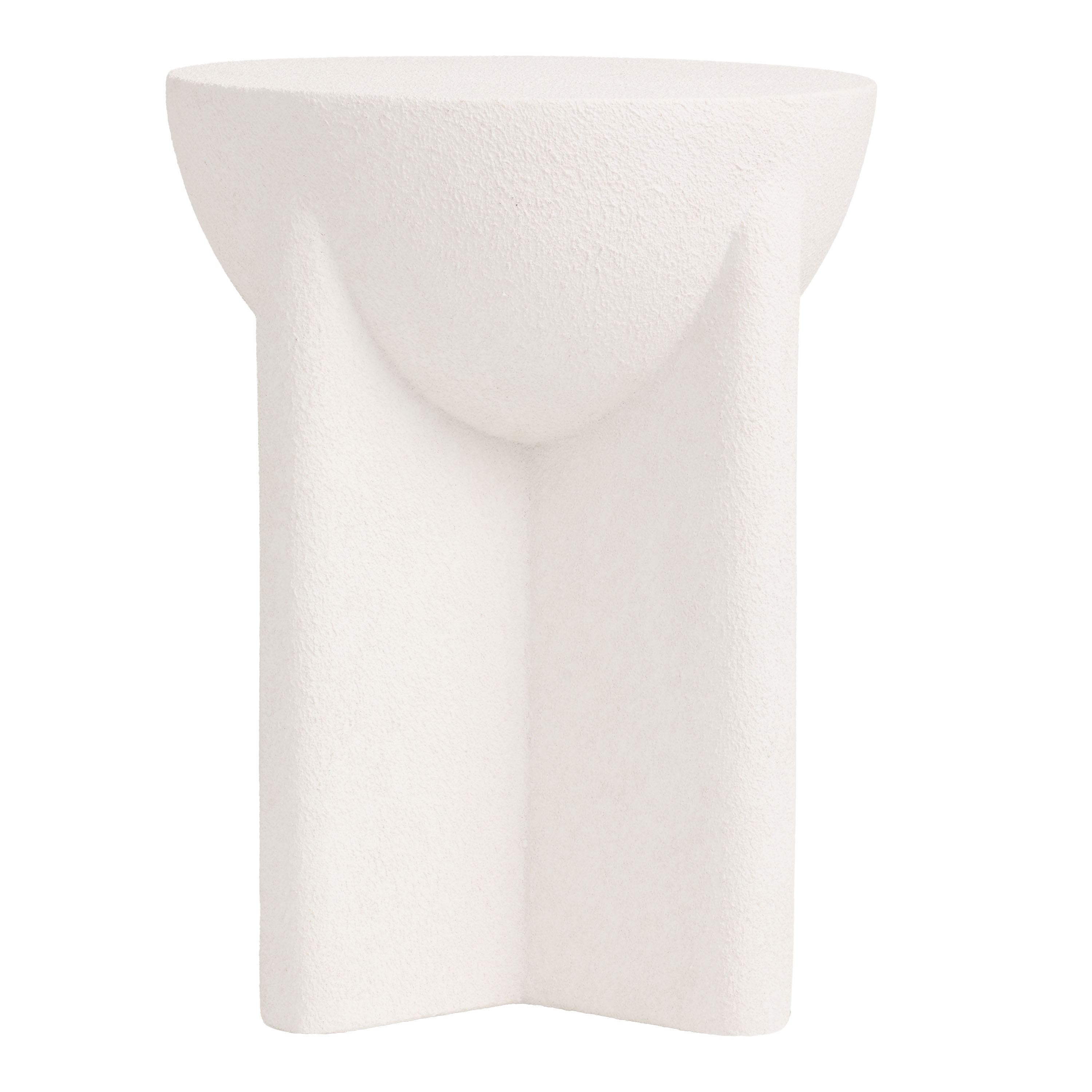 Luma Round Cream Stone Textured Outdoor Side Table and Stool