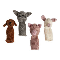 Crocheted Farm Animal Finger Puppets Set of 4