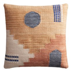 Orange and Blue Stepwell Indoor Outdoor Throw Pillow