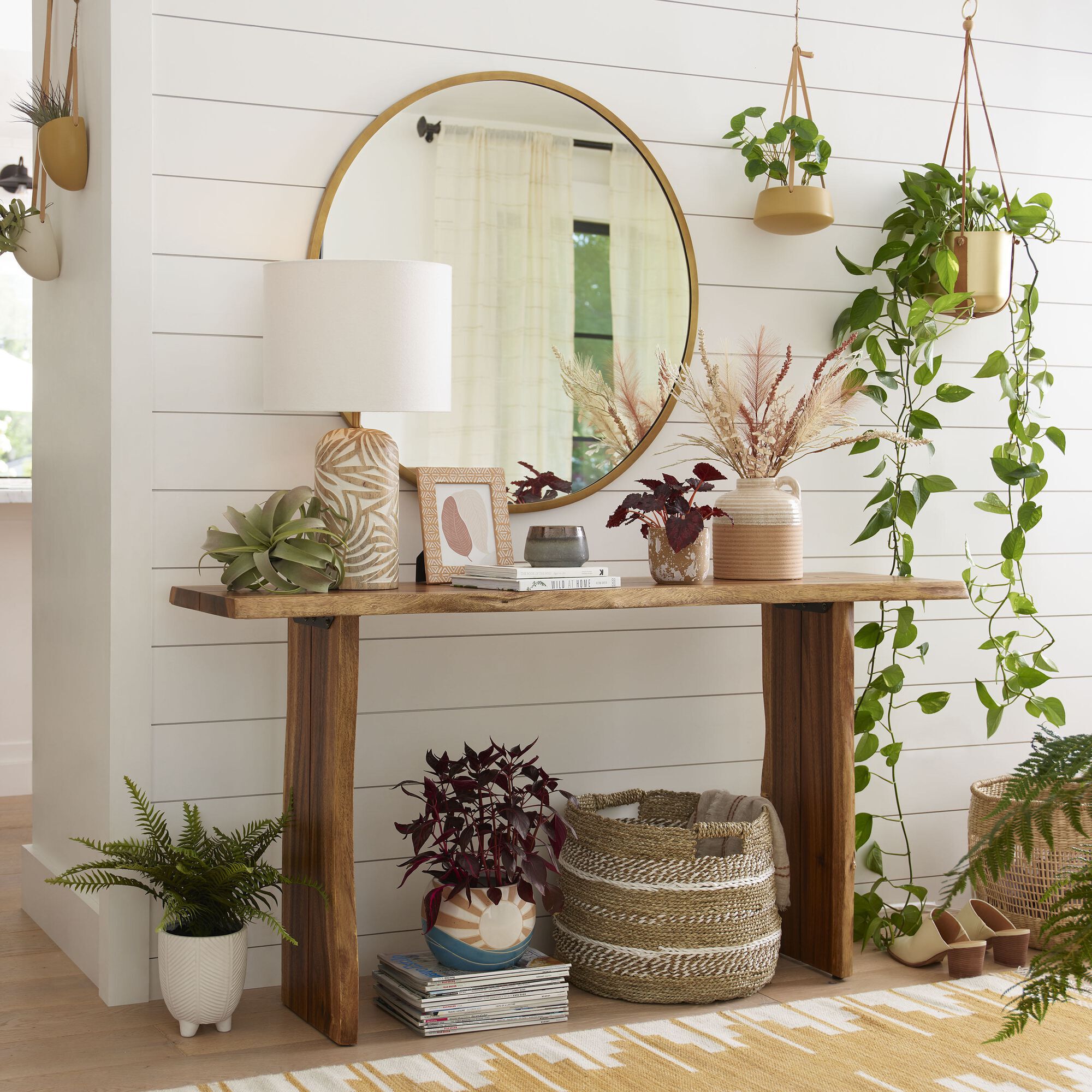 Rustic wood clearance console table