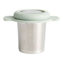 Sage Green Mesh Basket Tea Infuser with Silicone Lid
