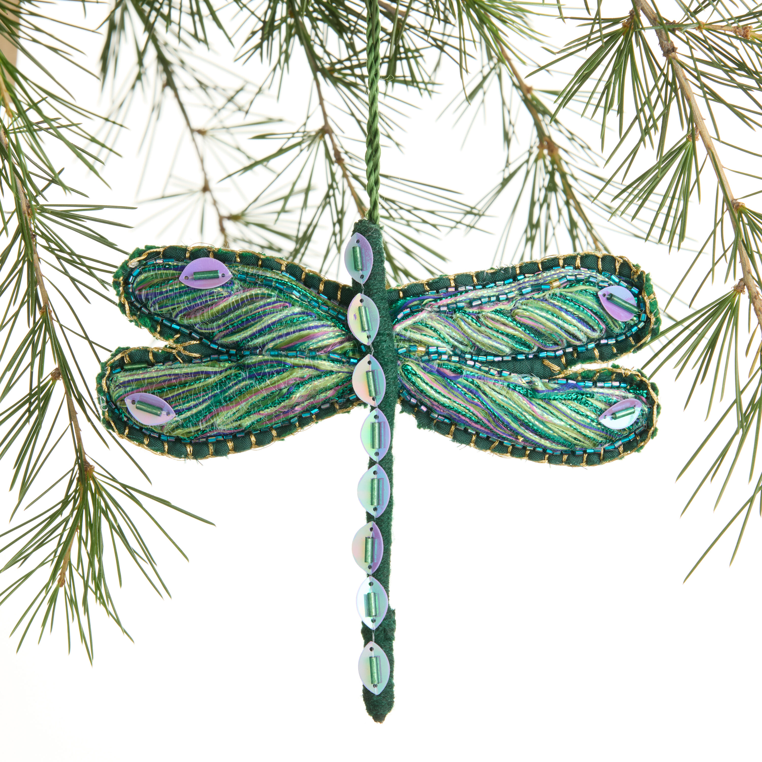 Beaded Fabric Dragonfly Ornament image number 0