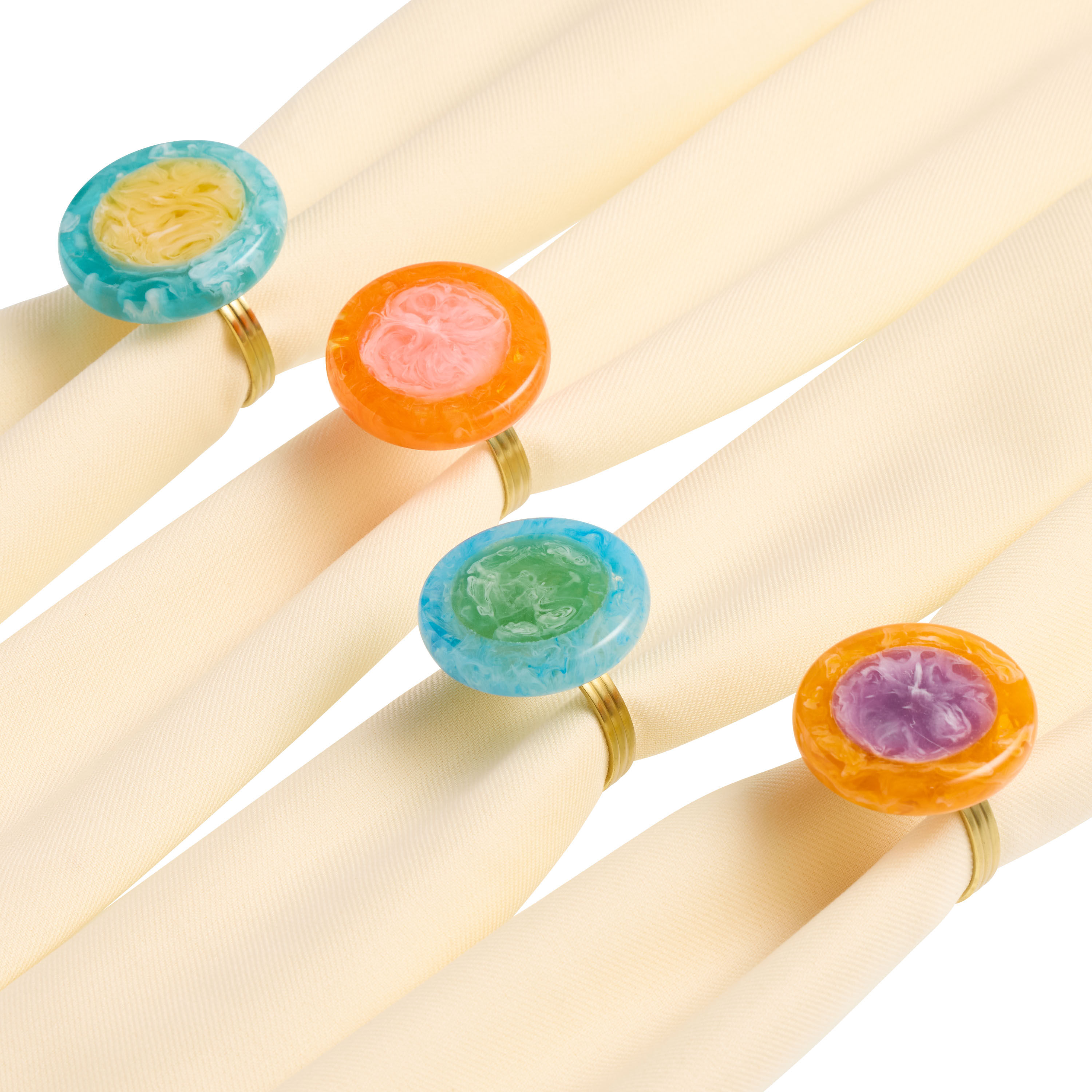 Color Pop Gold Metal and Resin Napkin Rings 4 Pack World Market