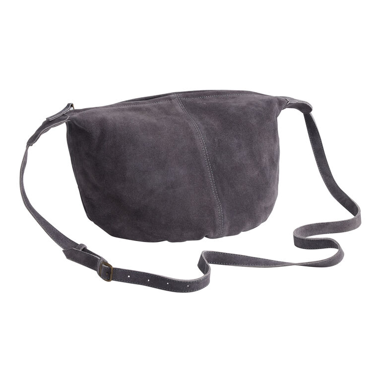 Dark Gray Suede Hobo Crossbody Bag image number 1