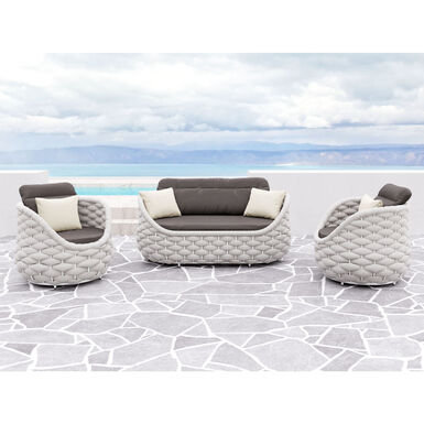 Gael Gray and White Chunky Rope Outdoor Chair Gael Gray and White Chunky Rope Outdoor Chair