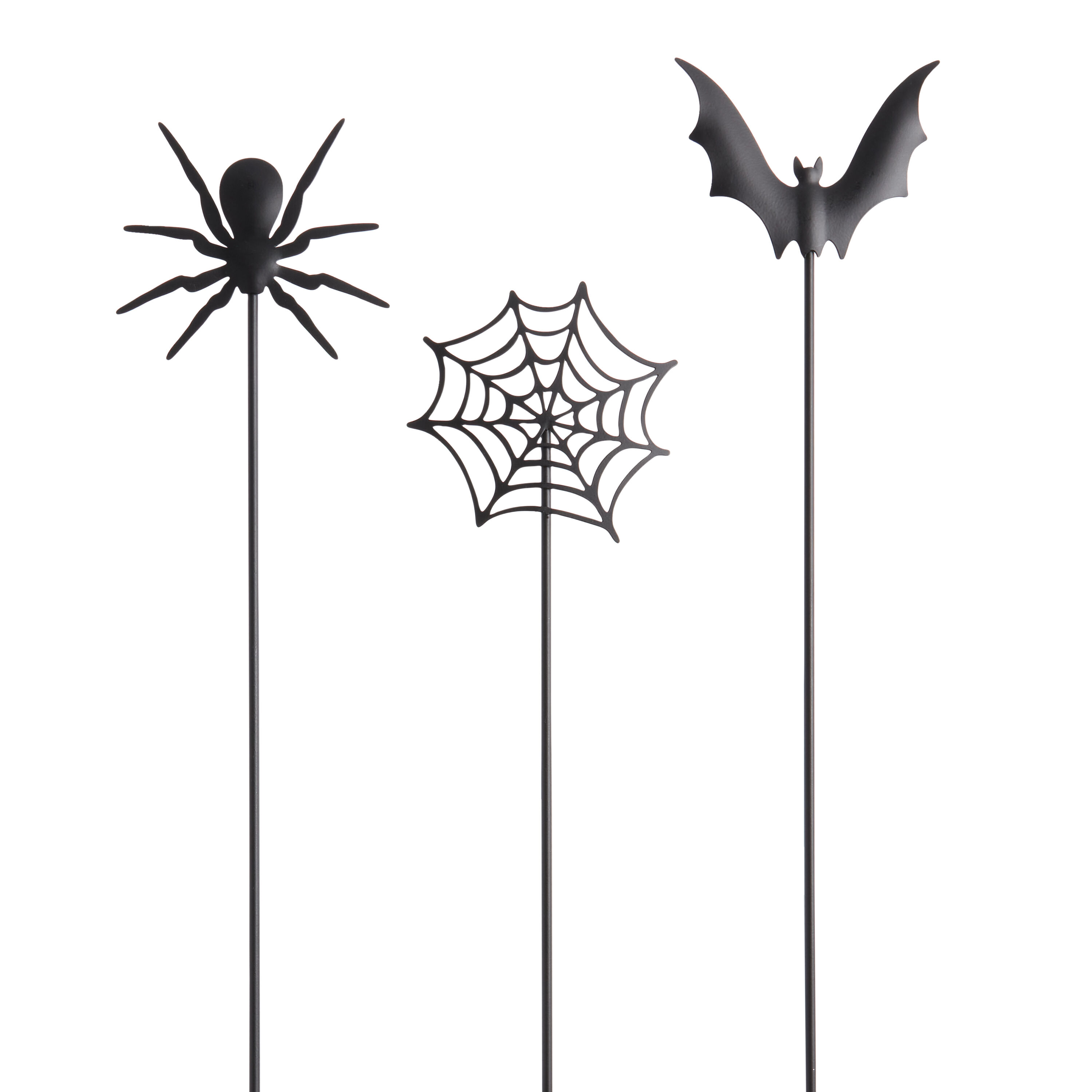 Matte Black Iron Halloween Icon Garden Stakes Set Of 3 image number 0