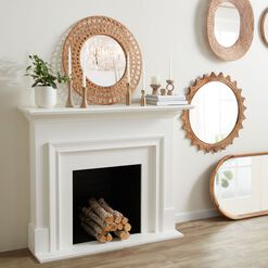 Round Natural Cane Woven Wall Mirror
