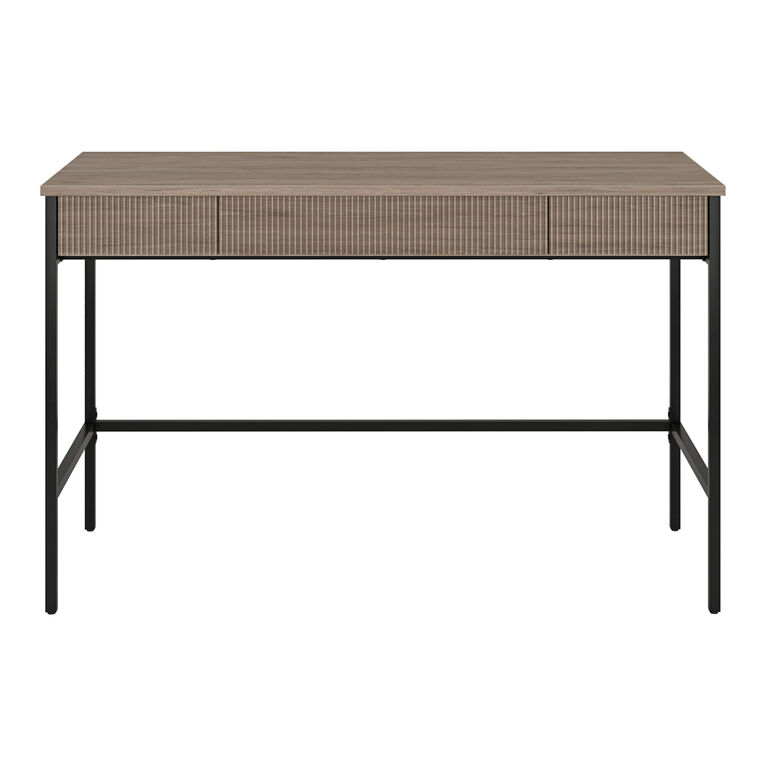 Claret Wood and Black Metal Mid Century Desk with Drawers image number 3