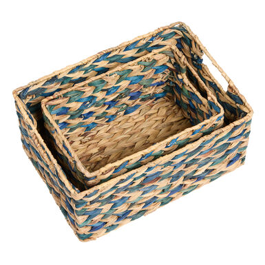 Green and Blue Natural Fiber Arrow Utility Basket Green and Blue Natural Fiber Arrow Utility Basket