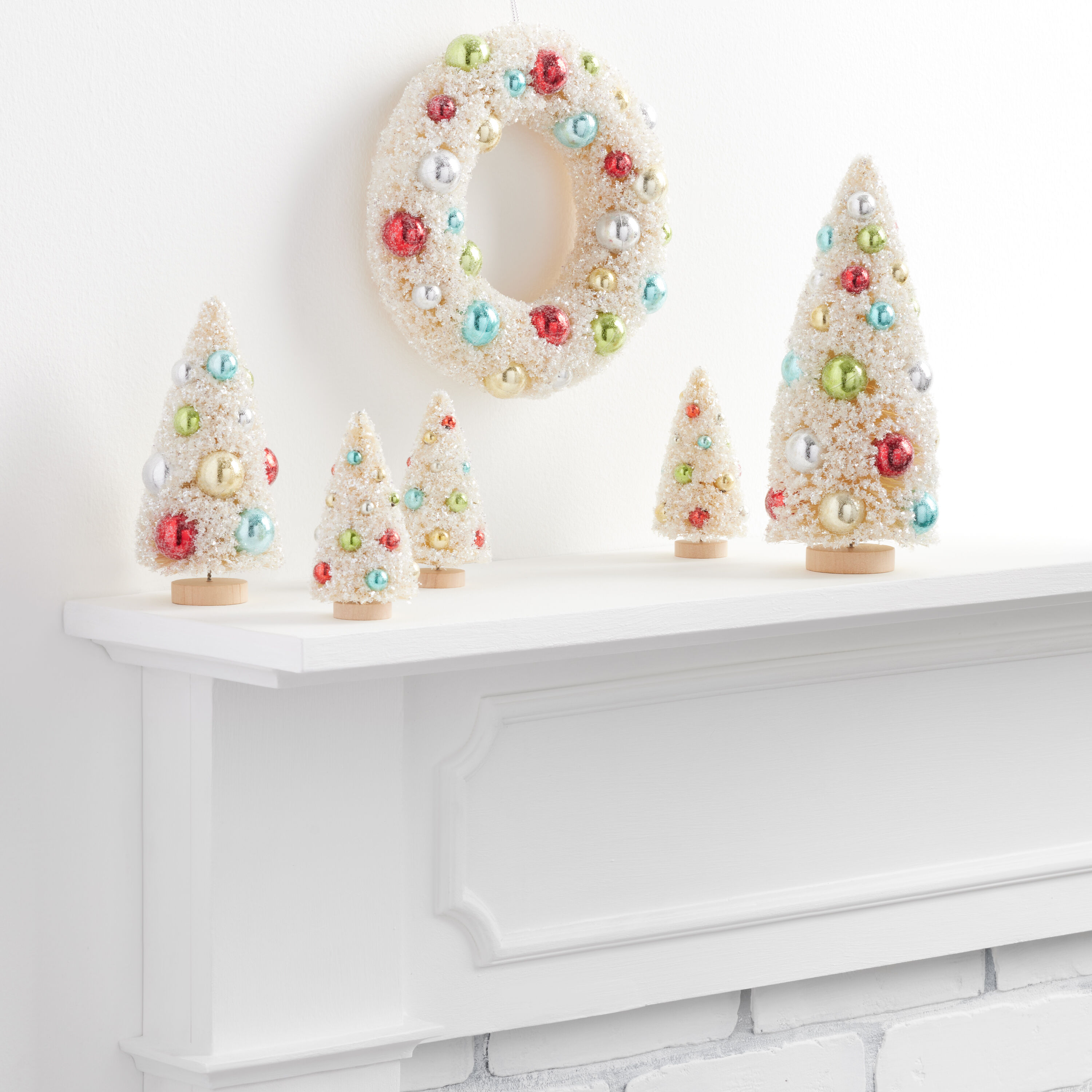 White Retro Bottlebrush Tabletop Tree Decor image number 1