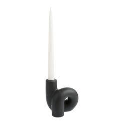 Black Ceramic Knot Taper Candle Holder