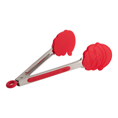 Mini Red Silicone and Steel Santa Face Figural Tongs Mini Red Silicone and Steel Santa Face Figural Tongs