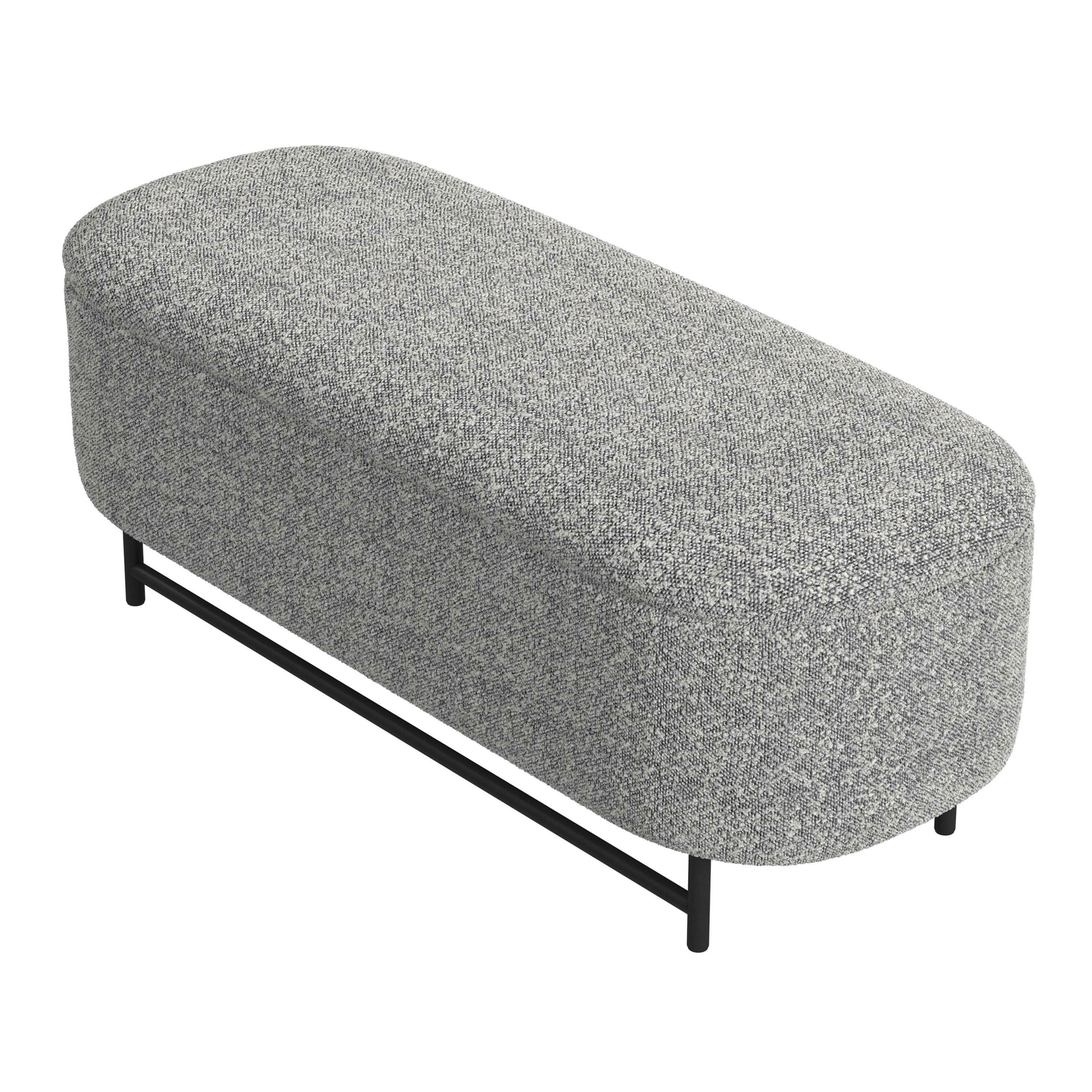 Reardon Black Metal Upholstered Storage Bench image number 2