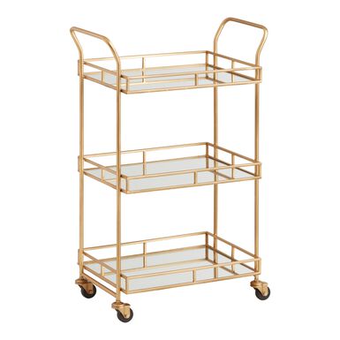 Cole Antique Brass and Mirror 3 Tier Bar Cart Cole Antique Brass and Mirror 3 Tier Bar Cart