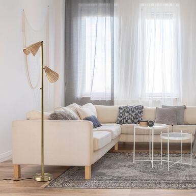 Orton Metal and Rattan Tree Floor Lamp Orton Metal and Rattan Tree Floor Lamp